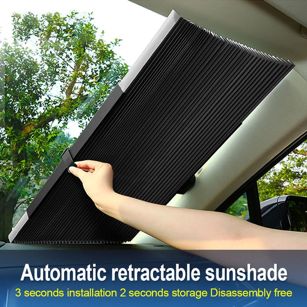 Windshield Shade Retractable, Car Front Glass, UV Protection Curtain